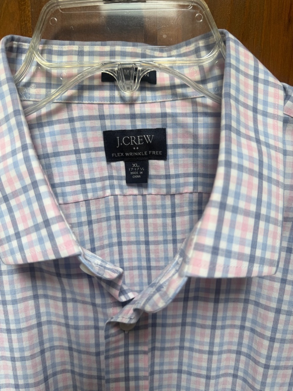 J. Crew Men’s Checked Dress Shirt in Light Blue and Pink